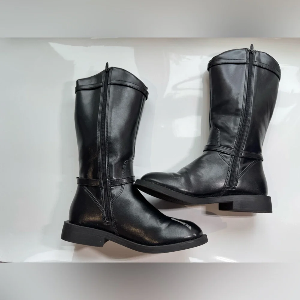 ZARA Kids Black Riding Boots with Buckle Detail | Size EU 32 (US 1 Youth)